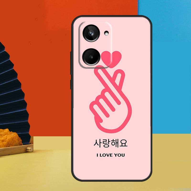 Cute Korean Font Saranghae I Love You For Realme 15 10 11 12 13 14 Pro Plus C67 C65 C63 C61 C35 C55 C53 C51 C71 C75 GT7 Pro Case