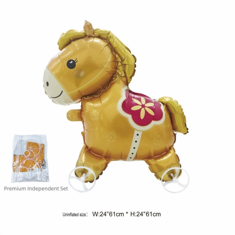 

Movable Design 4D Horse Balloons Drawing Foil Animal Balloon Standing Foil Balloons With Wheels Animals Walking Balloon 10inch