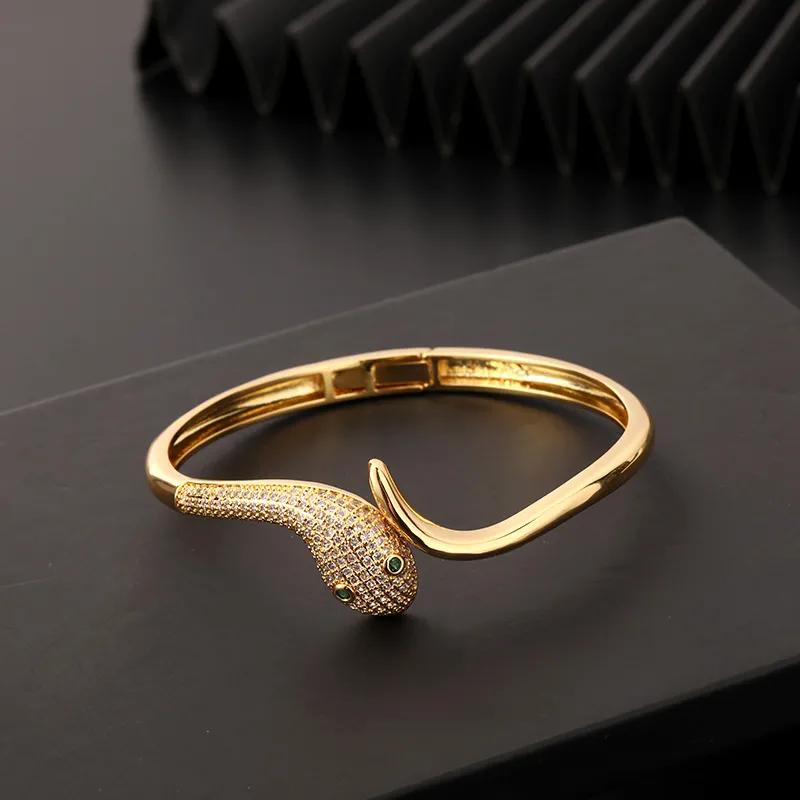 Snake Bracelet for Women Ins Cold Style Fashionable Exaggerated Snake Head Bracelet Full of High-end Light Luxury Bracelet