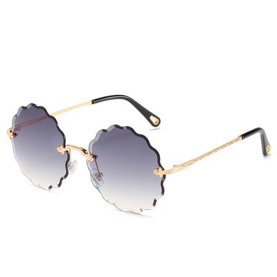 2020 Cut Edge Frameless Women's Sunglasses, Floral Design with Colored Ocean Lens, Style 5508