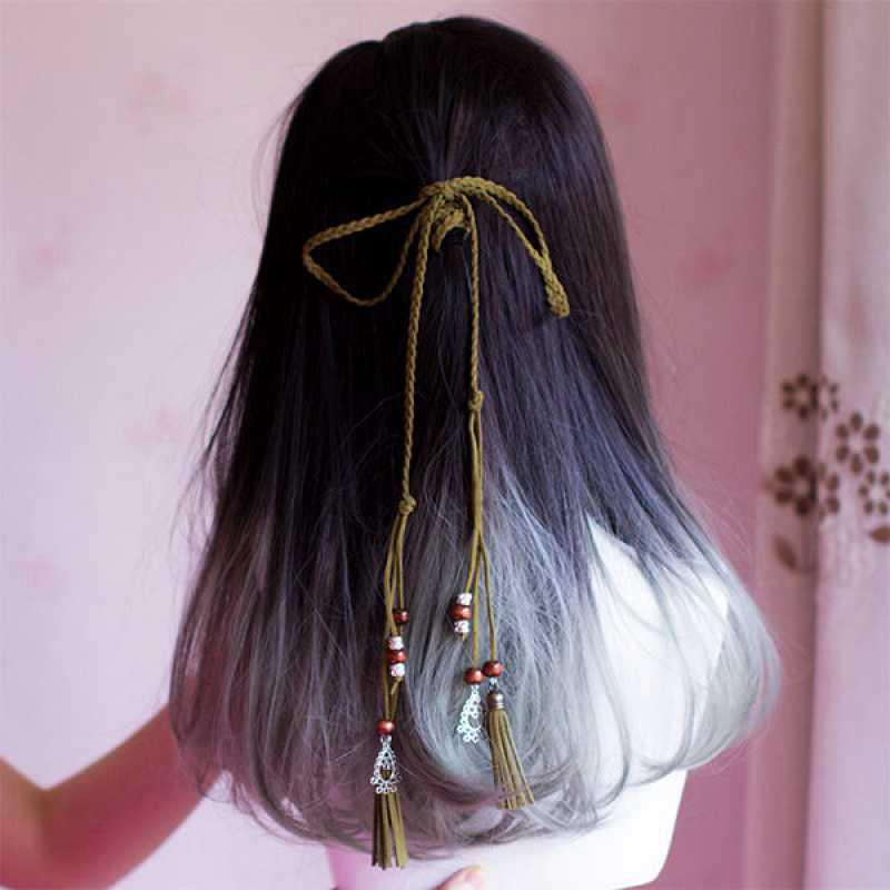 New Chinese Style Women's Tassel Hairbands Retro Hanfu Red Hair Rope Braided Bow Girl Headband Hair Accessories Headdress