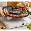 Round Cast Iron Grill Pan For Outdoor Barbecue And Home Use With Sun Pattern Design