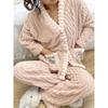 2PCS/Set Thickened Warm Monthly Pregnant Women's Clothing Set Winter Flannel Nursing Pajamas Long Sleeve Homewear