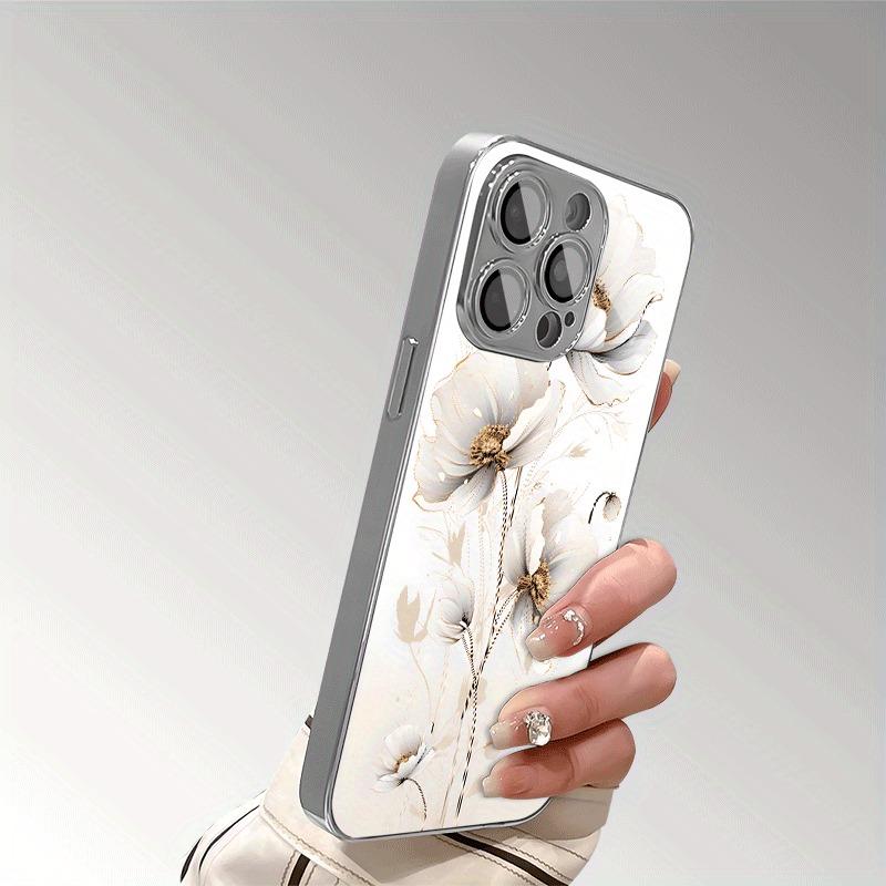 Abstraktes Aquarell-Blumenmuster Gehärtetes Glas Galvanisierte Handyhülle Für Samsung Galaxy S23 S24 S25 Ultra Plus FE Hülle