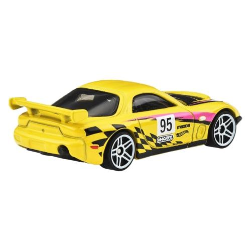 Hot Wheels Basic Car '95 Mazda RX-7 Drift Vehicle Toy Diecast Car for Ages 3 and Up, Yellow, JFN71