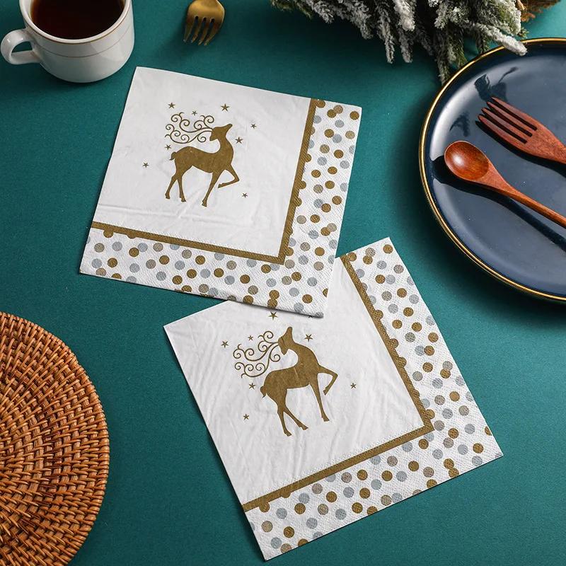 20 szt./opakowanie 33*33 cm 2-warstwowe jednorazowe serwetki imprezowe wzór świąteczny