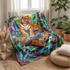 Tiger Family in Harmony Theme blanket Lightweight Warm Flannel Blanket Decorative Throw Blanket for Home Decoration
