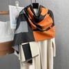 Fashionable Thick Faux Cashmere Plaid Scarf For Winter Warmth