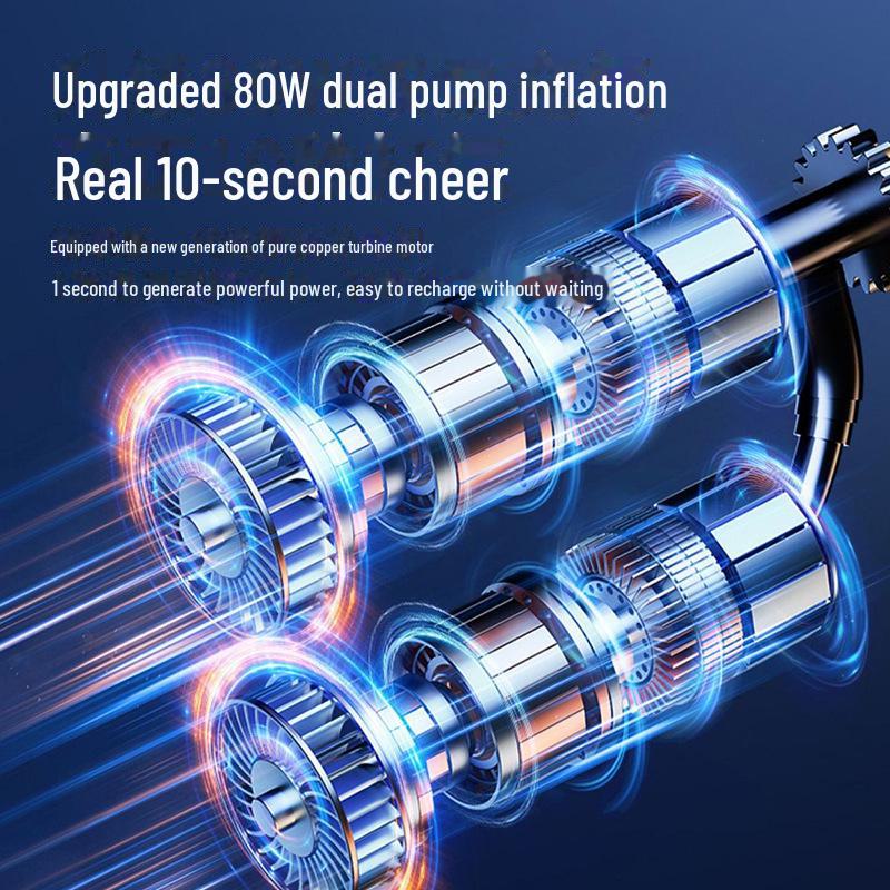 Portable Wireless Air Pump & Power Bank: Multi-Function Digital Display Tire Inflator with Emergency Power Supply