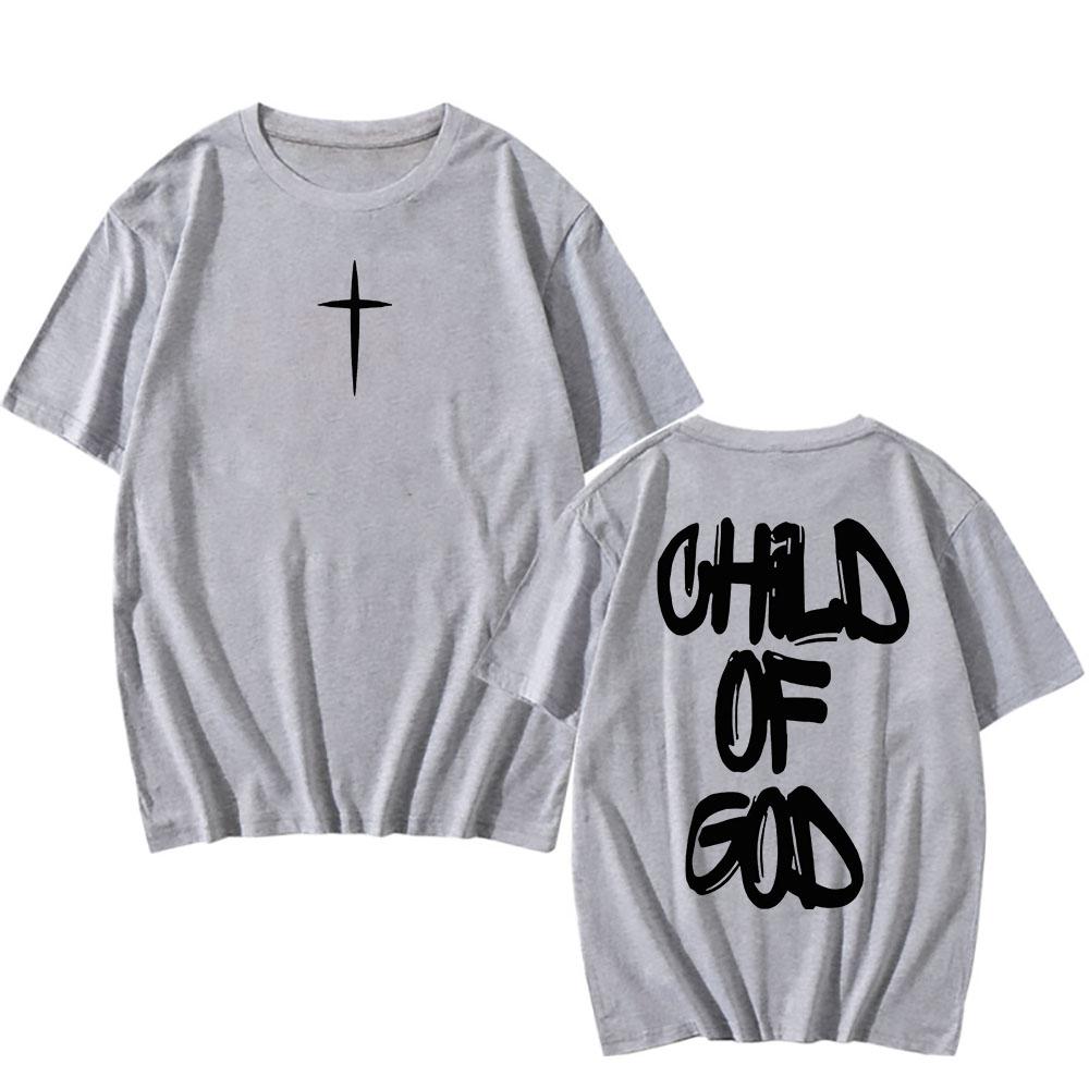 Pamut Póló Jézus Isten Gyermeke Hit Keresztény Póló Unisex Alkalmi Vintage Streetwear Rövid Ujjú Grafikus Nyomtatású Pólók