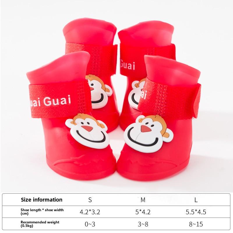 Cross-border Cartoon High-top Pet Silicone Rain Shoes Puppy Dog Going Out Non-slip Wear-resistant Waterproof Dog Shoes Teddy Foot Cover