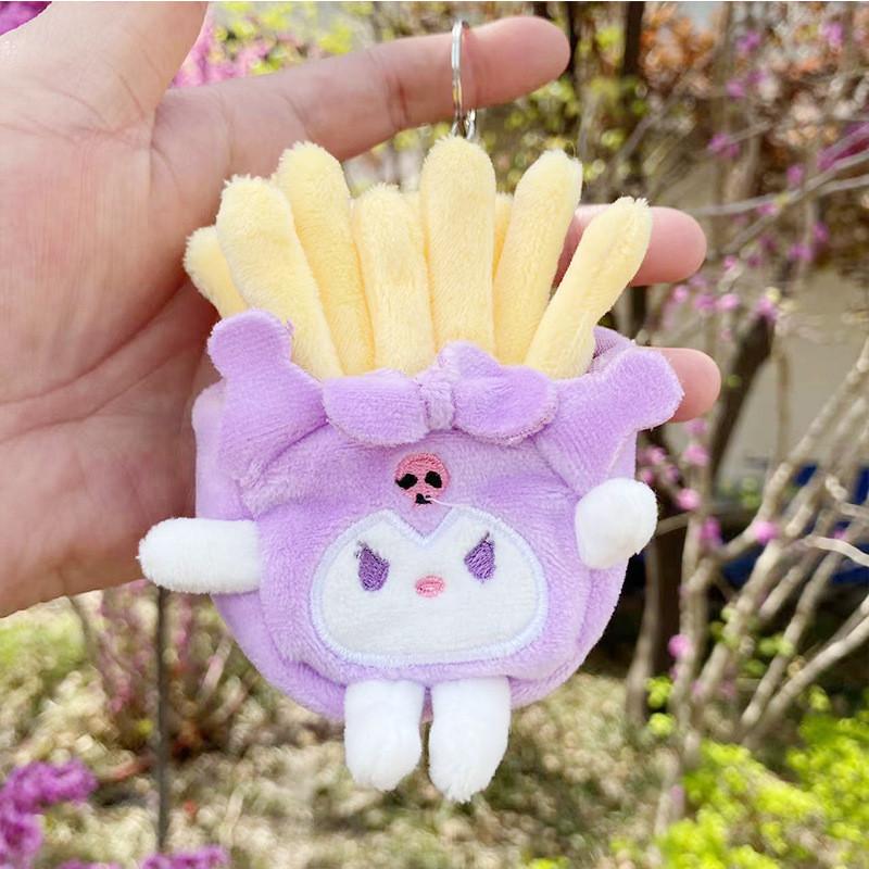Playful Fun And Plush Keychain Toys Featuring Cartoon Hamburger And Fries French