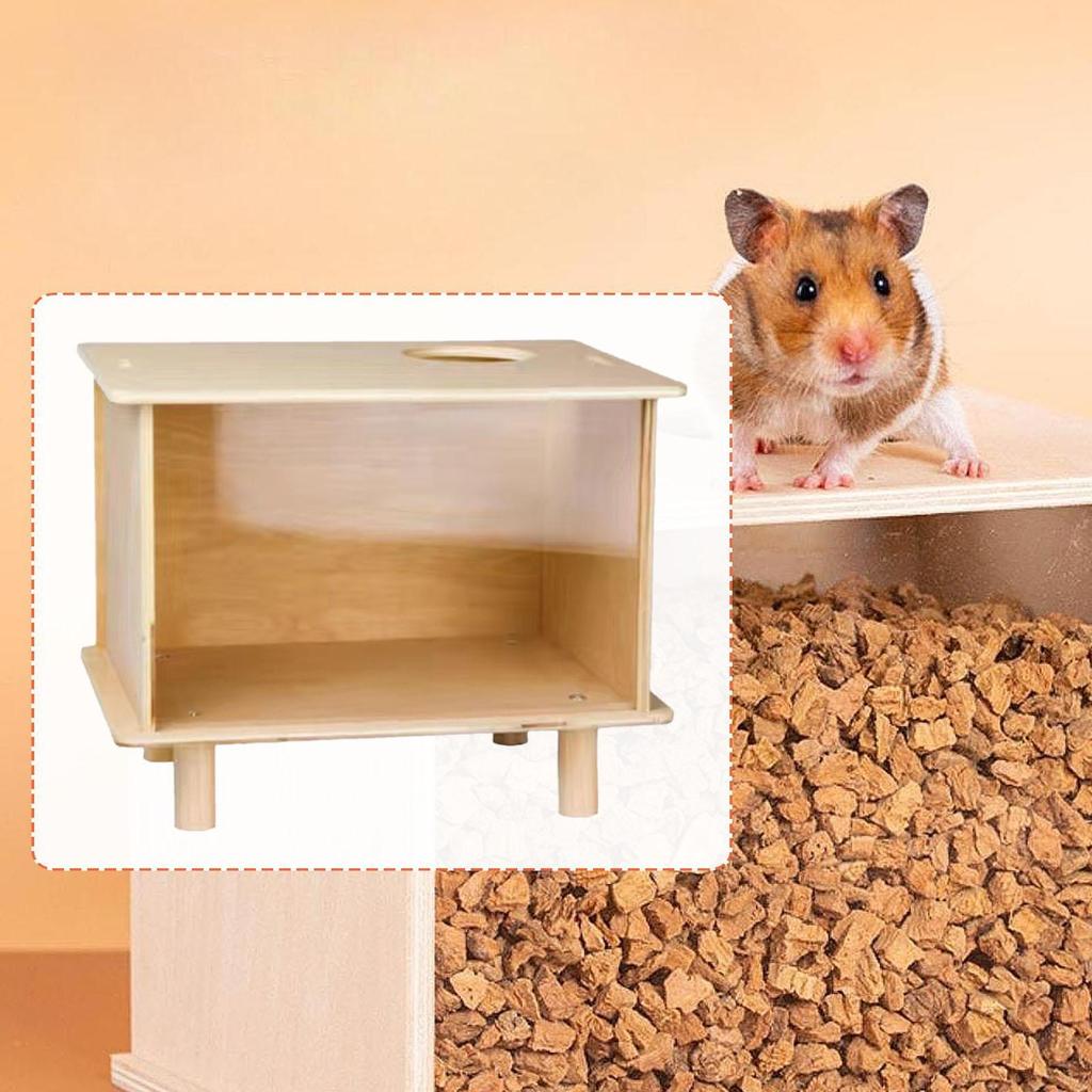 Hamster Hideout Box Wooden Sand Bath Sturdy Transparent Digging Accessory for Things for Hamster Playground