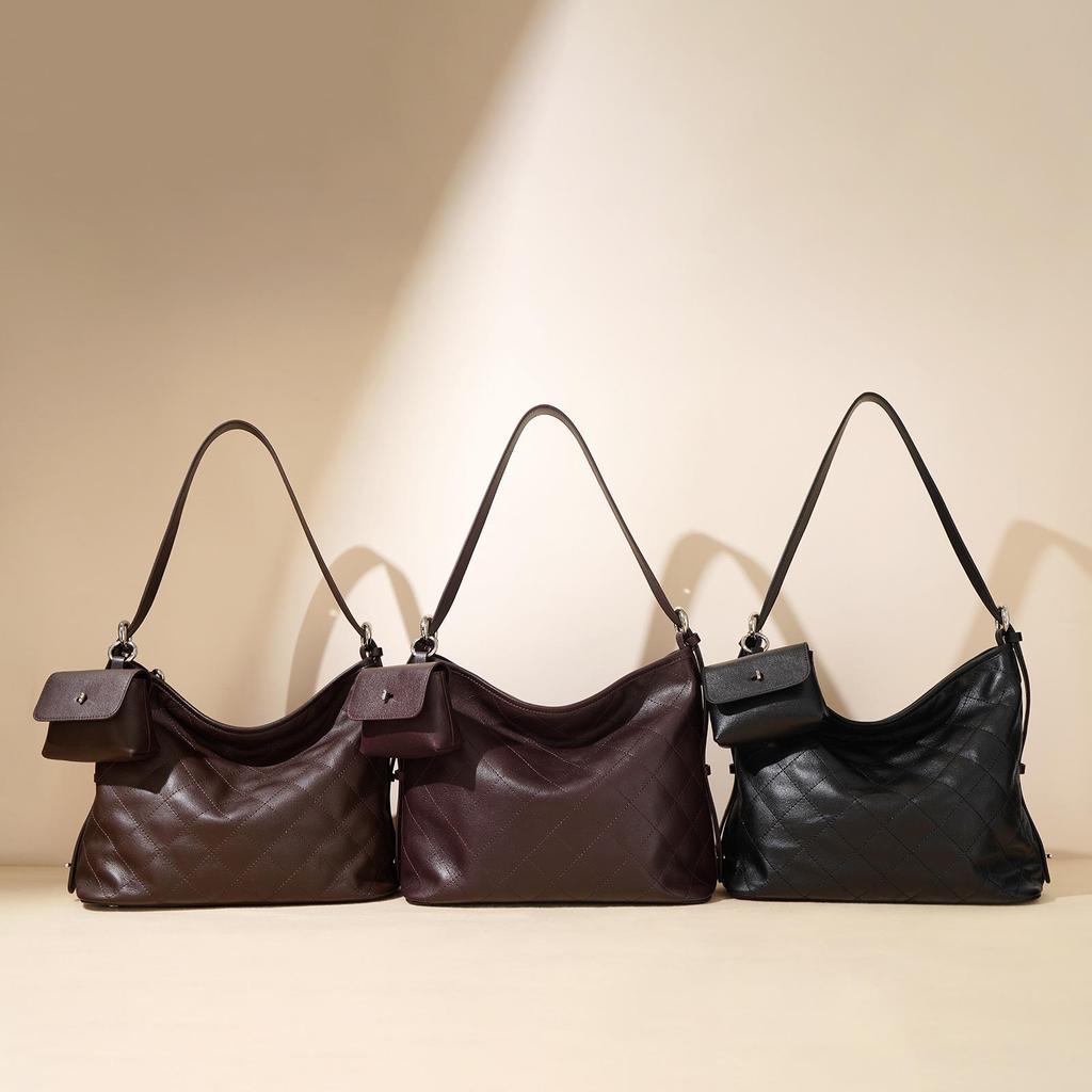 2025 Retro Cowhide Double-Layer Shoulder Messenger Bag – Large Capacity Women's Commuter Tote