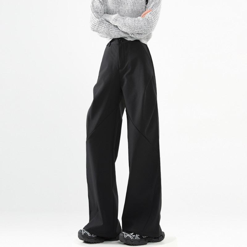Fleece Overalls Women's Autumn and Winter New High Waist and Thin Wide Legs Narrow Version Small Sports Long Pants