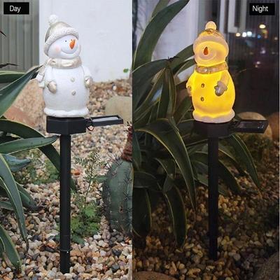 LED Solar Rasenleuchten für Außenbereich Harz Schneemann Rasenleuchten Feiertag für Weihnachten Rasen Garten Landschaft Leuchtende Lampe