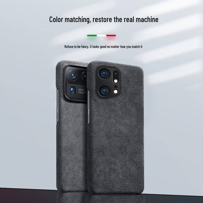 Genuine Leather Full-Cover Anti-Fall Case for OPPO Find X6/X5 Pro Suede Protective Case