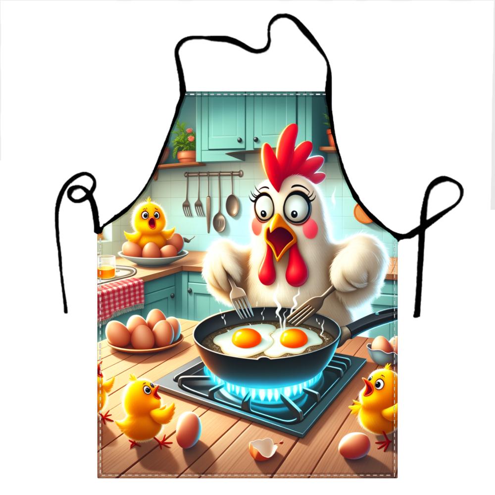 Chicken Cooking Apron Kitchen Apron With Funny Chicken Frying Eggs Design For Cooking And Baking Fun Gift For Chef Or Food Lover