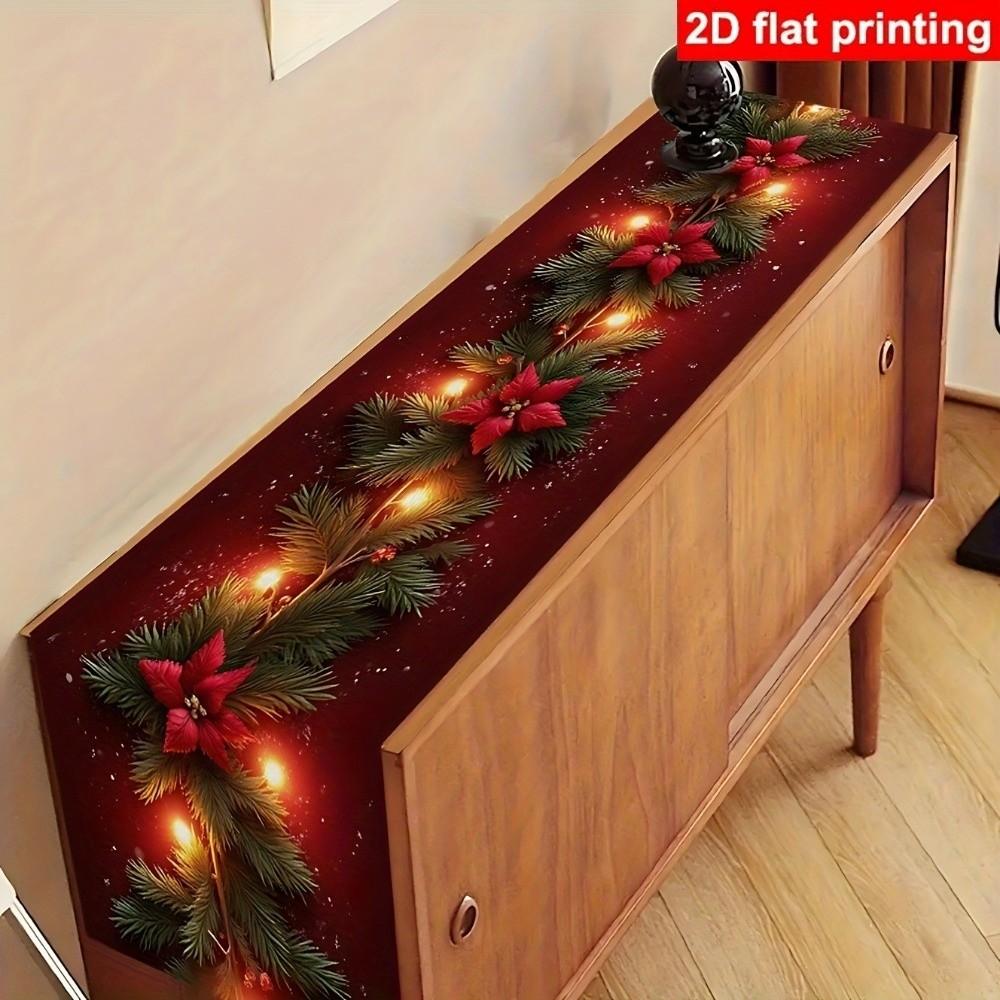 Linen Print Table Cloth Xmas Party Decor Table Runner High Quality Christmas Table Flag Christmas