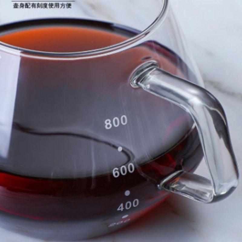 High-temperature resistant glass coffee pot, hand-brewed with scale, sharing pot, thickened heat-resistant filter