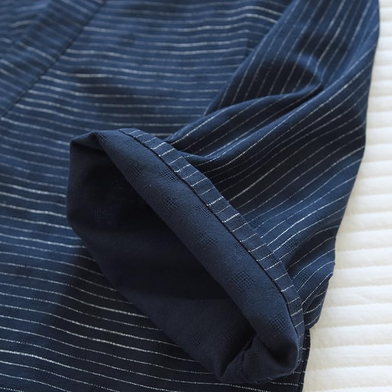 Jinbei Yukata Cotton Pajamas Double Gauze Jinbei Top and Bottom Set Double Gauze Sleeve Front Opening Jinbei Set Breathable Sweat Absorbent Samue