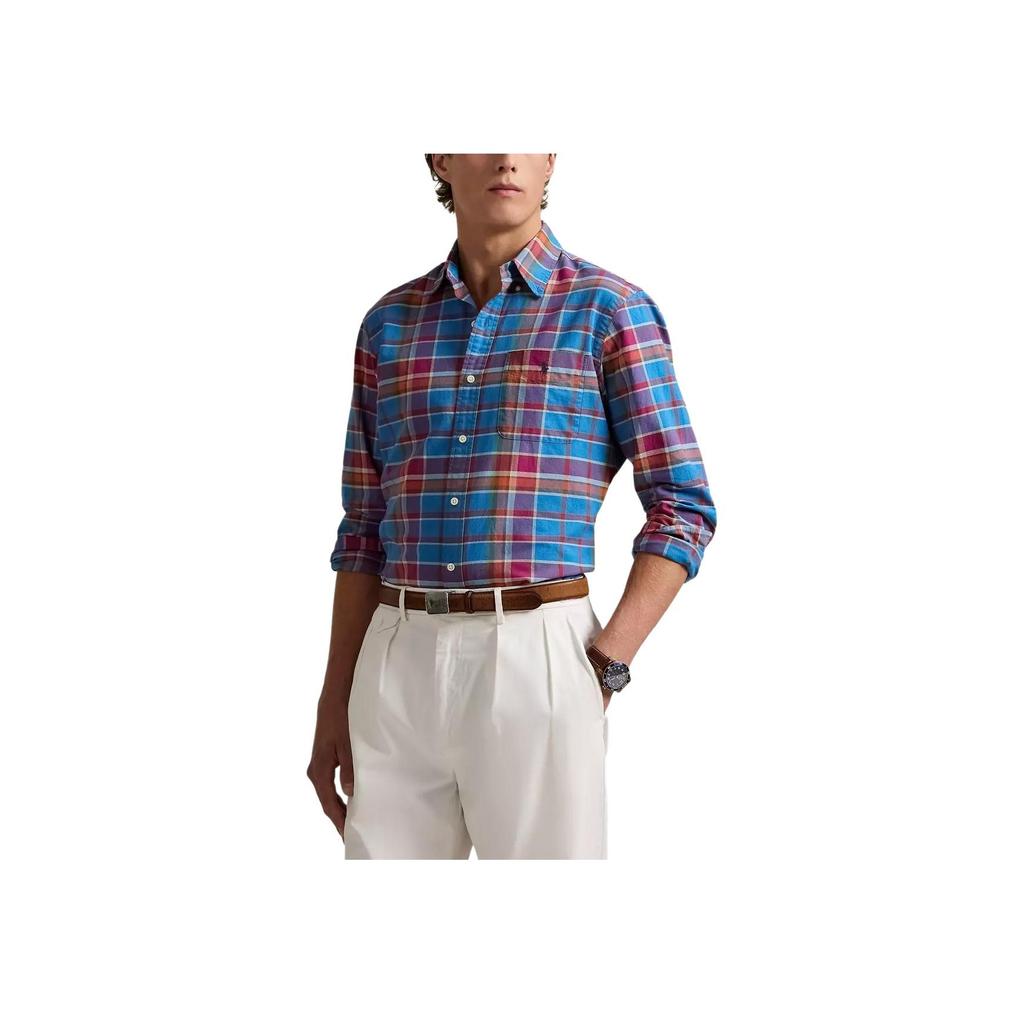 Polo Ralph Lauren Plaid Single-Breasted Collar Long Sleeve Shirt Men Shirts Blue MNPOWOV16823998-400