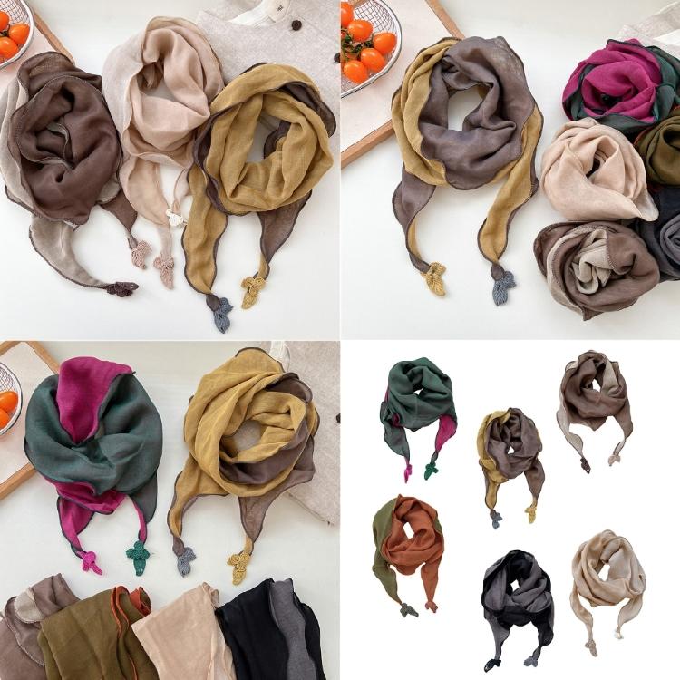 Stylish Cotton Linen Scarf Bandana for Women Double Layer Design Cold Weather Protections Stylish Headscarf Accessory