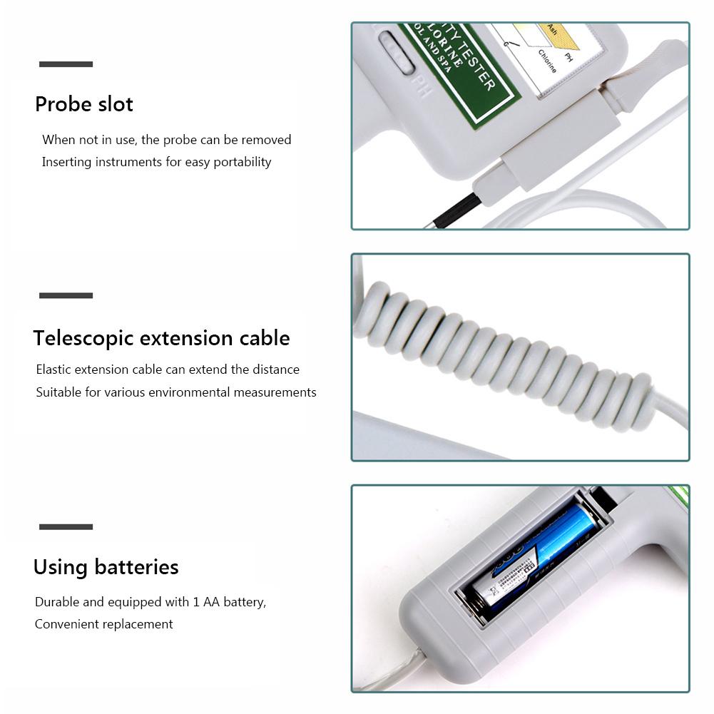 Chlorine Tester PH Meter 2-in-1 Water Monitor PH Chlorine Meter Portable High Precision Easy To Use Spa Swimming Pools Checker
