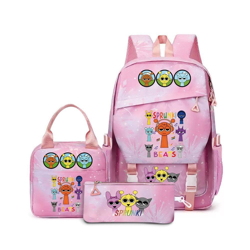 New rhythm box music game schoolbag backpack pencil bag three-piece set student heat transfer backpack