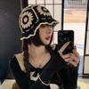 Korean Style Knitted Fisherman Hat Fleece thread Bucket Hat Retro Flower Sun Hat  Student