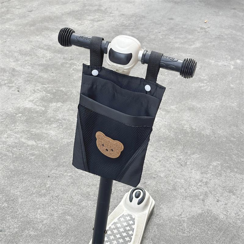Scooter Handlebar Storage Bag Adjustable Strap Attachment Large Capacity Front Pocket Organizer for Kids and Adults Compatible with Most Scooters