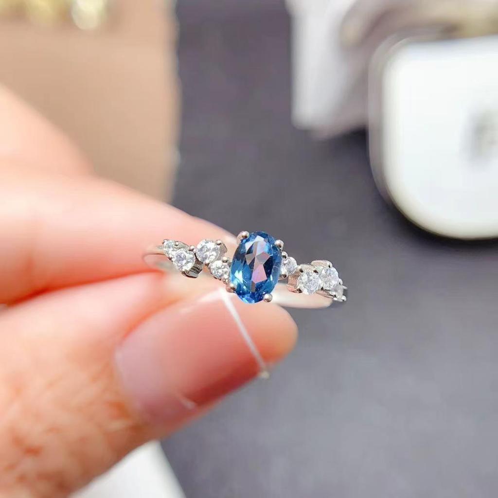 Natural London Blue Topaz S925 Silver Open Ring - Elegant, Luxe Design