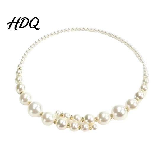 Retro Fashion Necklace Open Faux Pearl Choker Women Round Imitation Formal Costume