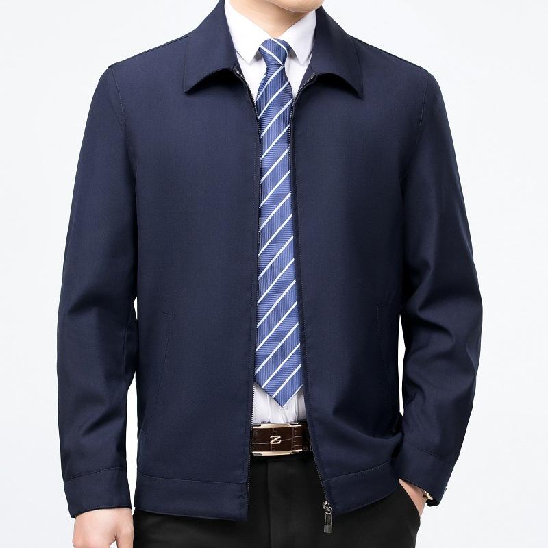 Middle-aged Wool Jacket Men's Dad Wear Spring and Autumn Thin Large Size High-end Jacket Loose Middle-aged and Elderly Leader's Top