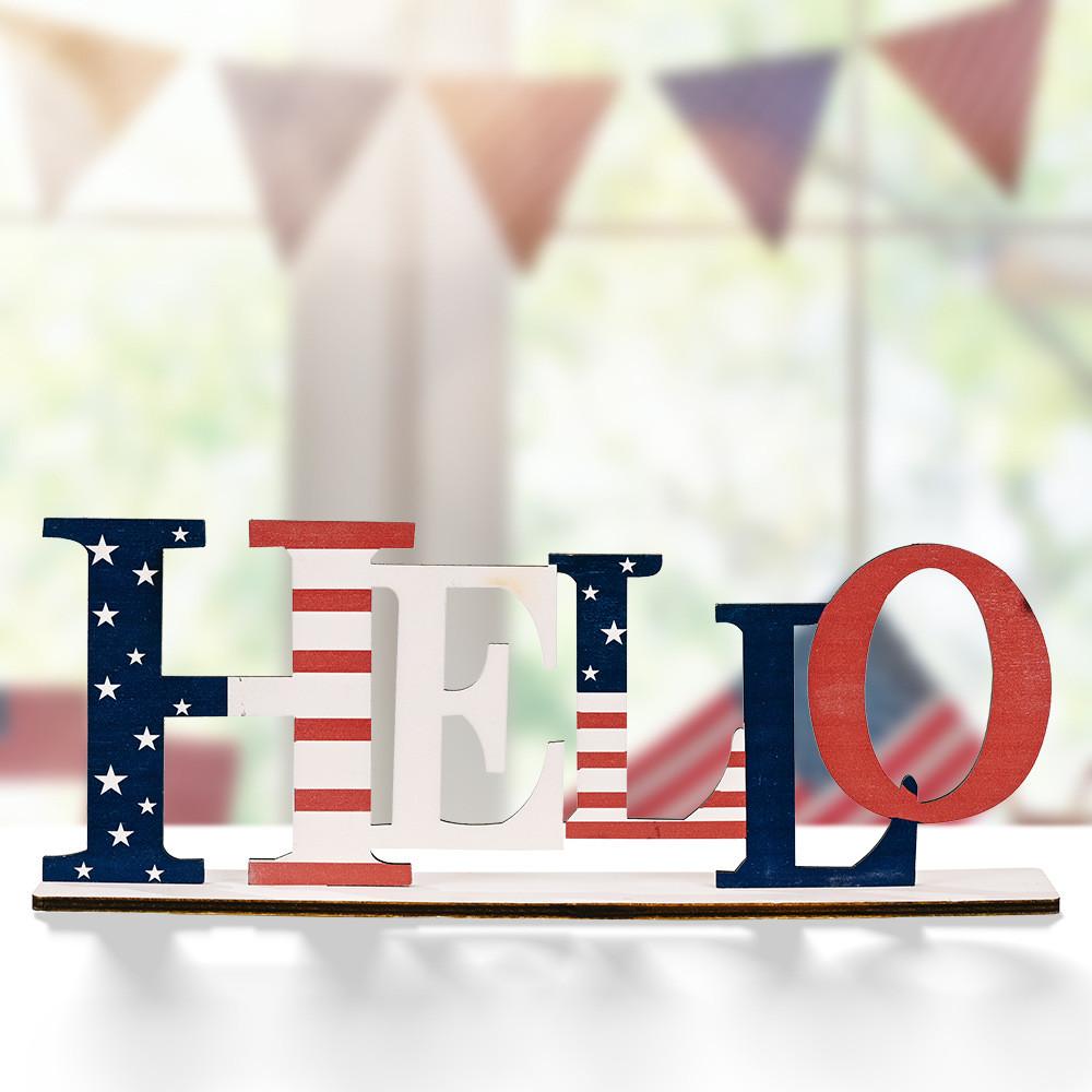 Alphabet Unique Wooden Ornament Independence Day Decor For Home And Cheer Holiday