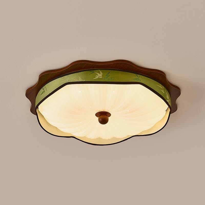 Vintage Walnut Wabi-Sabi Style Ceiling Light for Bedroom or Children's Room