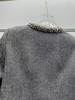 Nanyou Women's Mixed Color Rhinestone Herringbone Wool-Blend Jacket and Slit Skirt Set