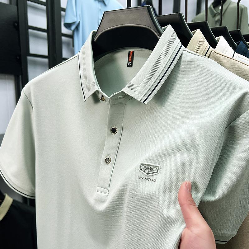 Light luxury brand men's short sleeve polo shirt summer new item high-end letter golf comfortable cotton casual business T-shirt