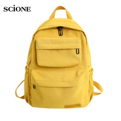 Scione Solid Color Backpack For Women Girl Waterproof Nylon Large Capacity School Bag For Teenage