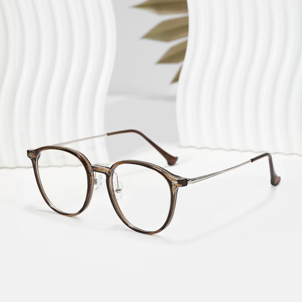 Round Glasses 9301 Glasses Women'S Retro Semi-Metal Frame Men'S Flat Glasses