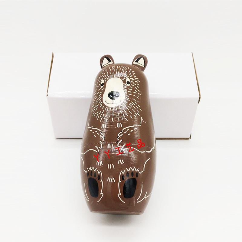 Five-Layer Brown Bear Wooden Russian Nesting Dolls - Gift Toy for Birthdays