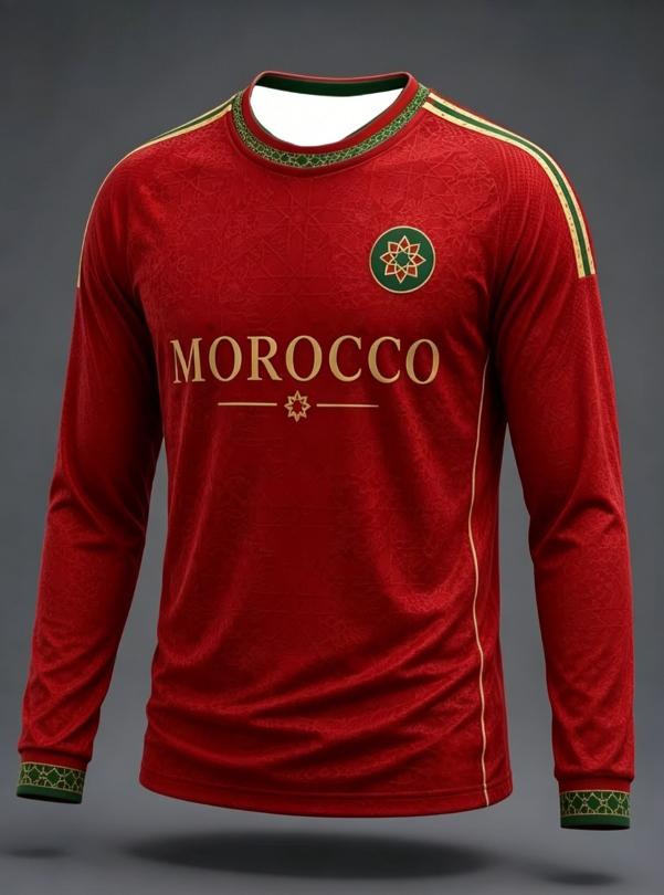 2026 Moroccan Men's Fashion Sports Long Sleeve Gradient Printed Moisture Absorbing Breathable Daily Street Fashion Versatile