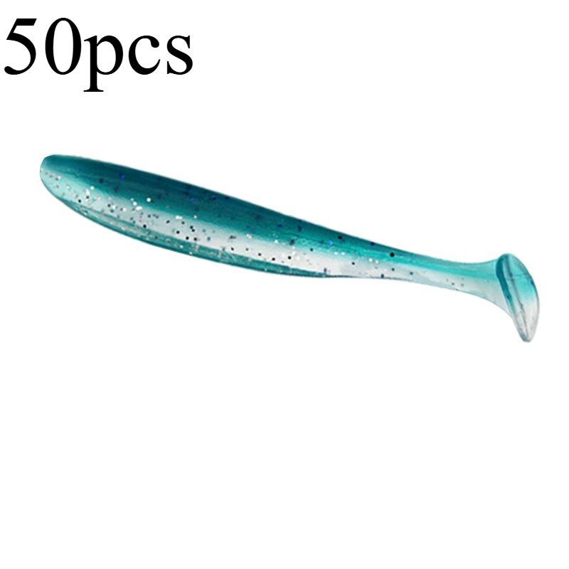 50pcs Mini Soft Fishing Lures, T-tail Worm Lure, Silicone Artificial Bait, Bass Pike Fishing Tackle