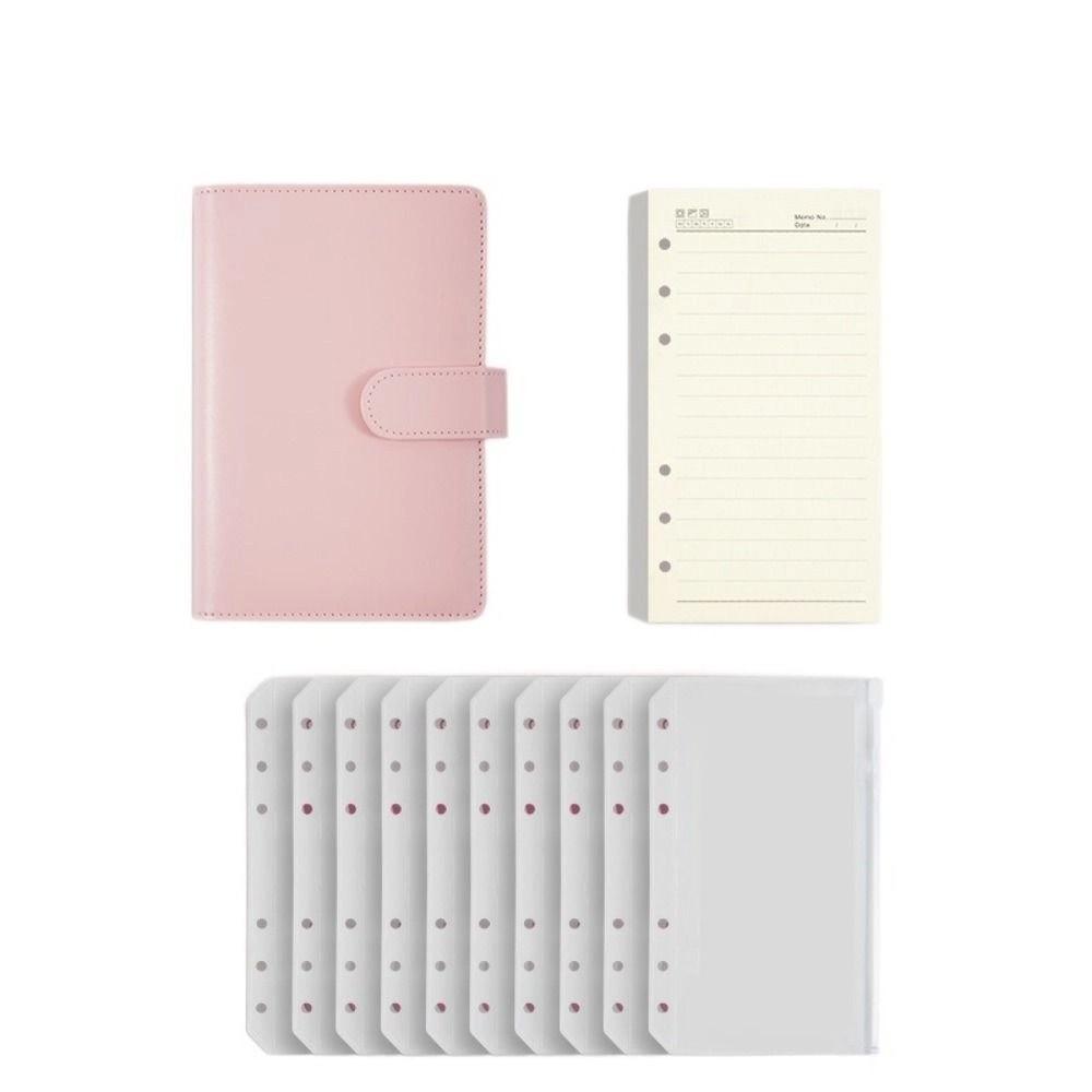 Pu Leather Loose-Leaf Notebook Macarone Color Budget Binder  Office Stationery Supplies