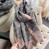 New simple high-speed jacquard machine strip imitation cashmere scarf women's short fringed premium gray shawl
