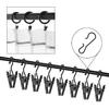 JANYUN 30 Pack Small Heavy-Duty Hook Clip Set Metal Curtain Hangers Clips for Clip Photo Home Decoration Art Craft Display - Black