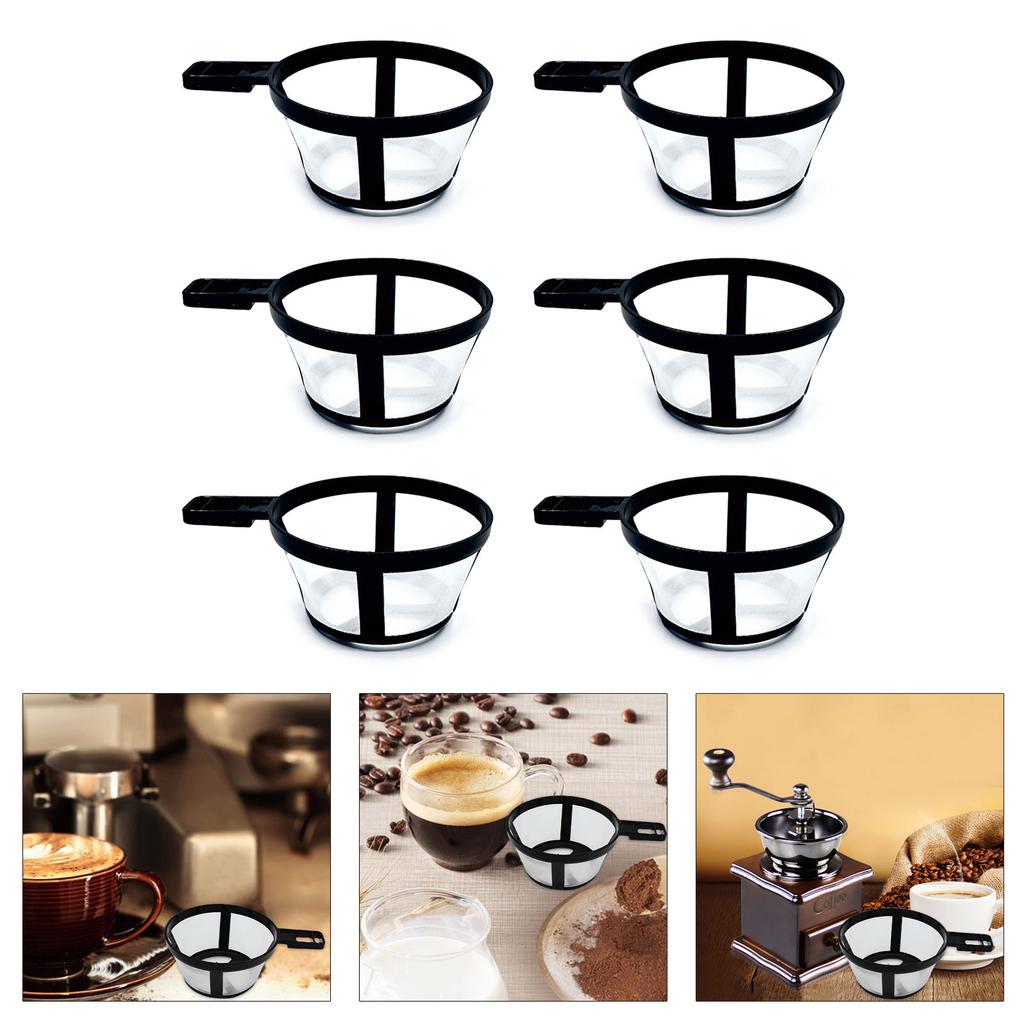 6Pcs Reusable Nylon Coffee Filters Permanent Basket for Coffee Makers and Brewers Ideal for Home or Cafe Use