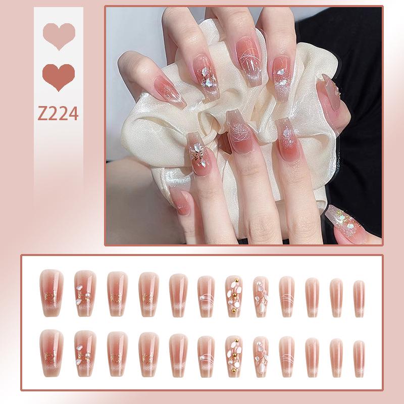 Luxurious Transparent Blush Bubble Rose Press-On Nail Set with Wearable Stickers