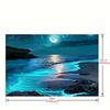 2D Magical Night Beach with Glowing Bioluminescent Waves Backdrop