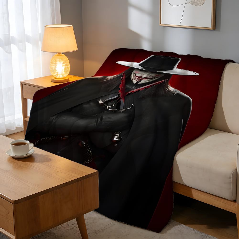 Throw High-Density Short Plush Blanket For Sofa Nap Room Soft Skin-Friendly Classic Thriller Movie V For Vendetta